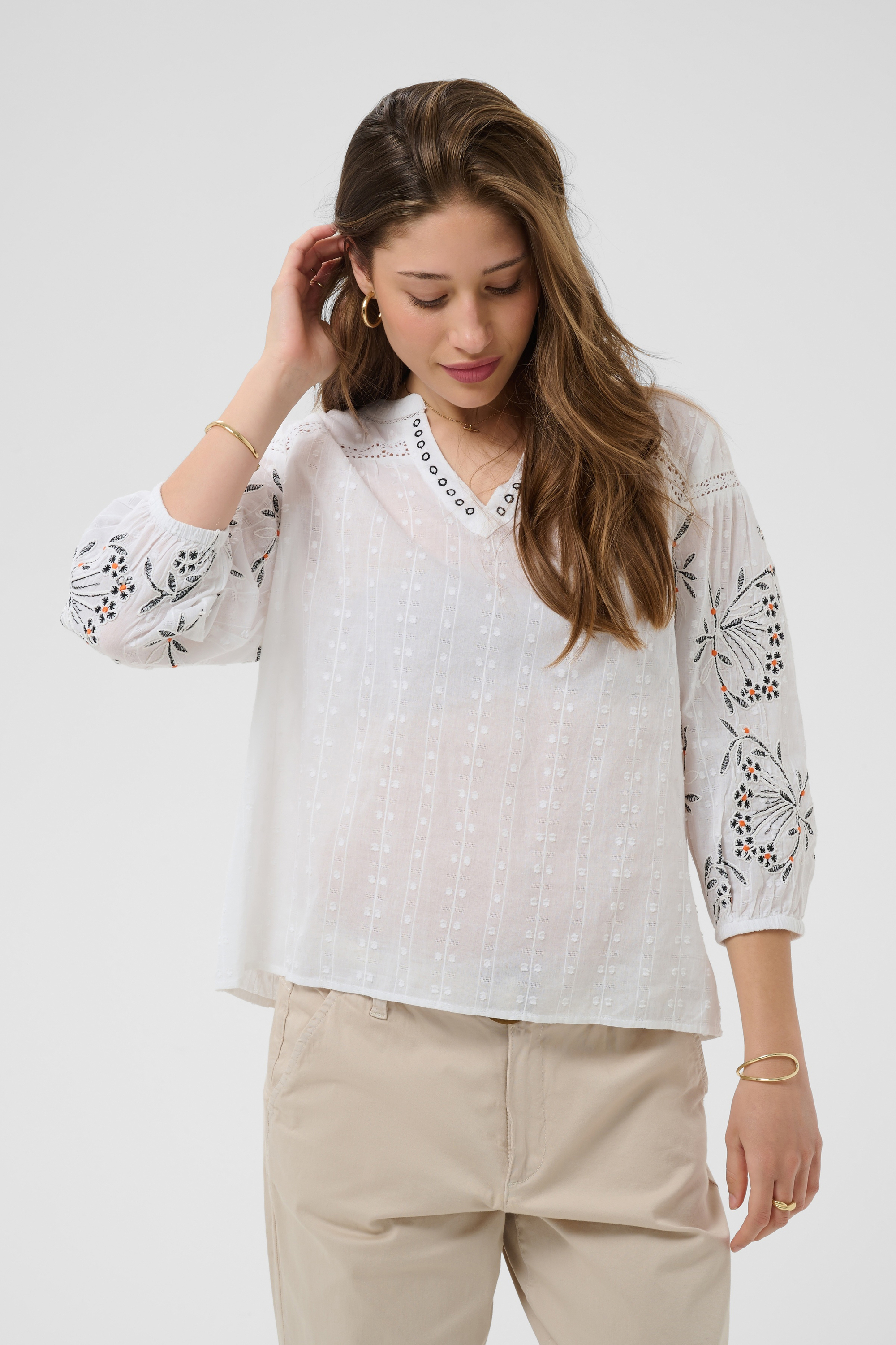 Blouse à manches longues, CREAM