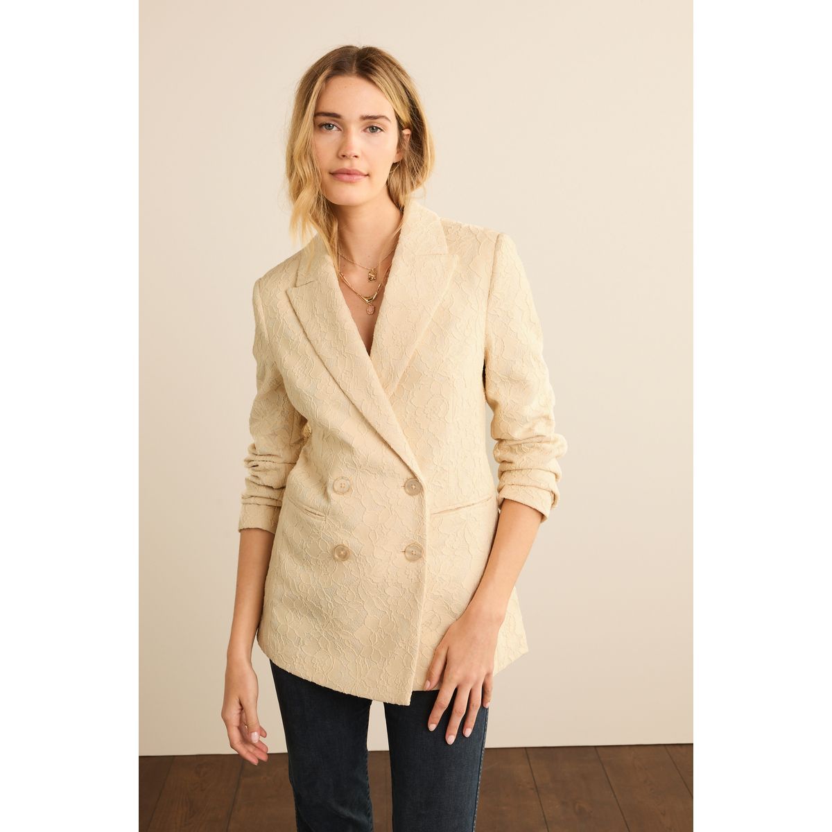 Veste femme bouton online doré