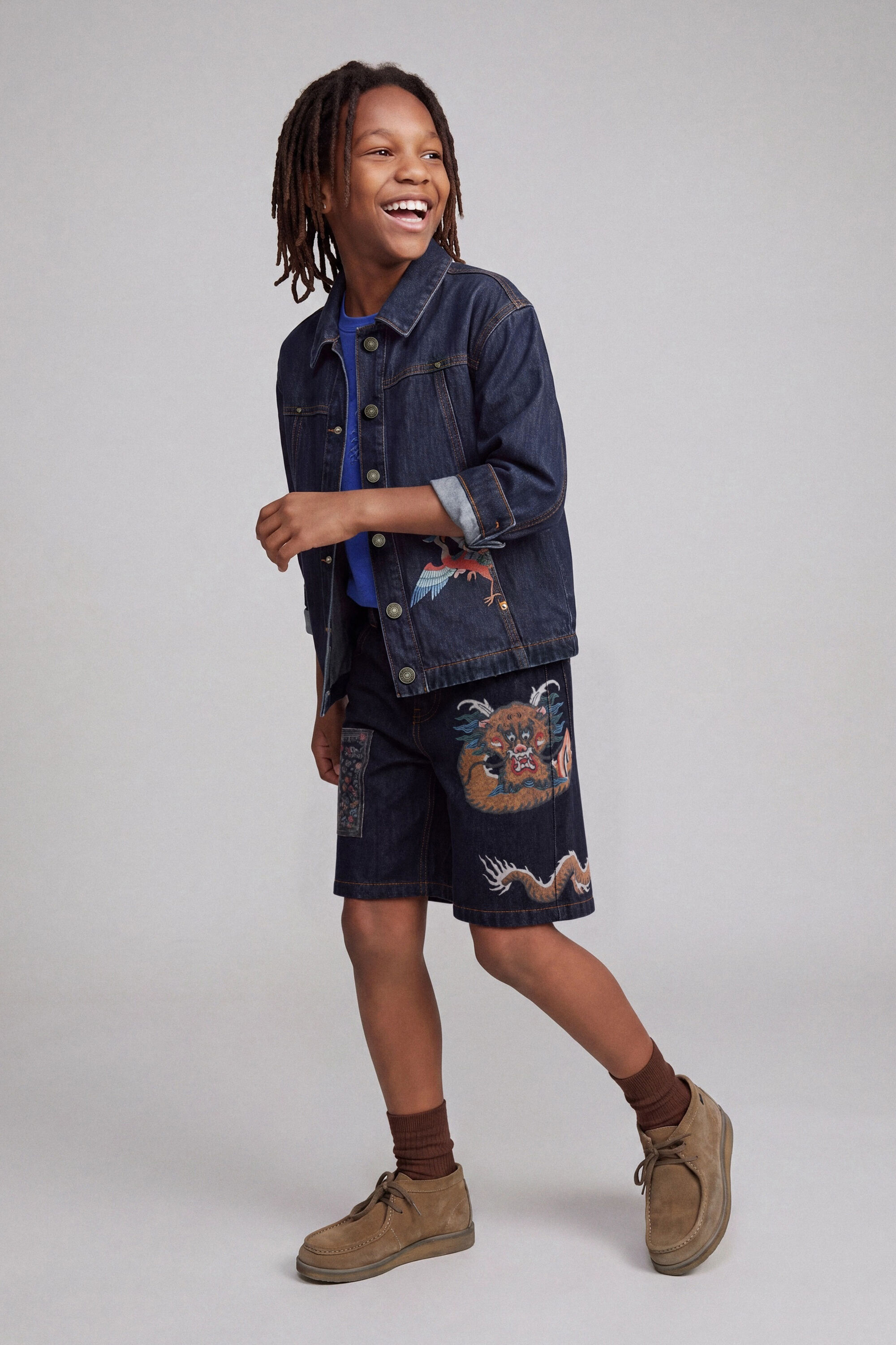 Bermuda en jean avec patchs, DESIGUAL