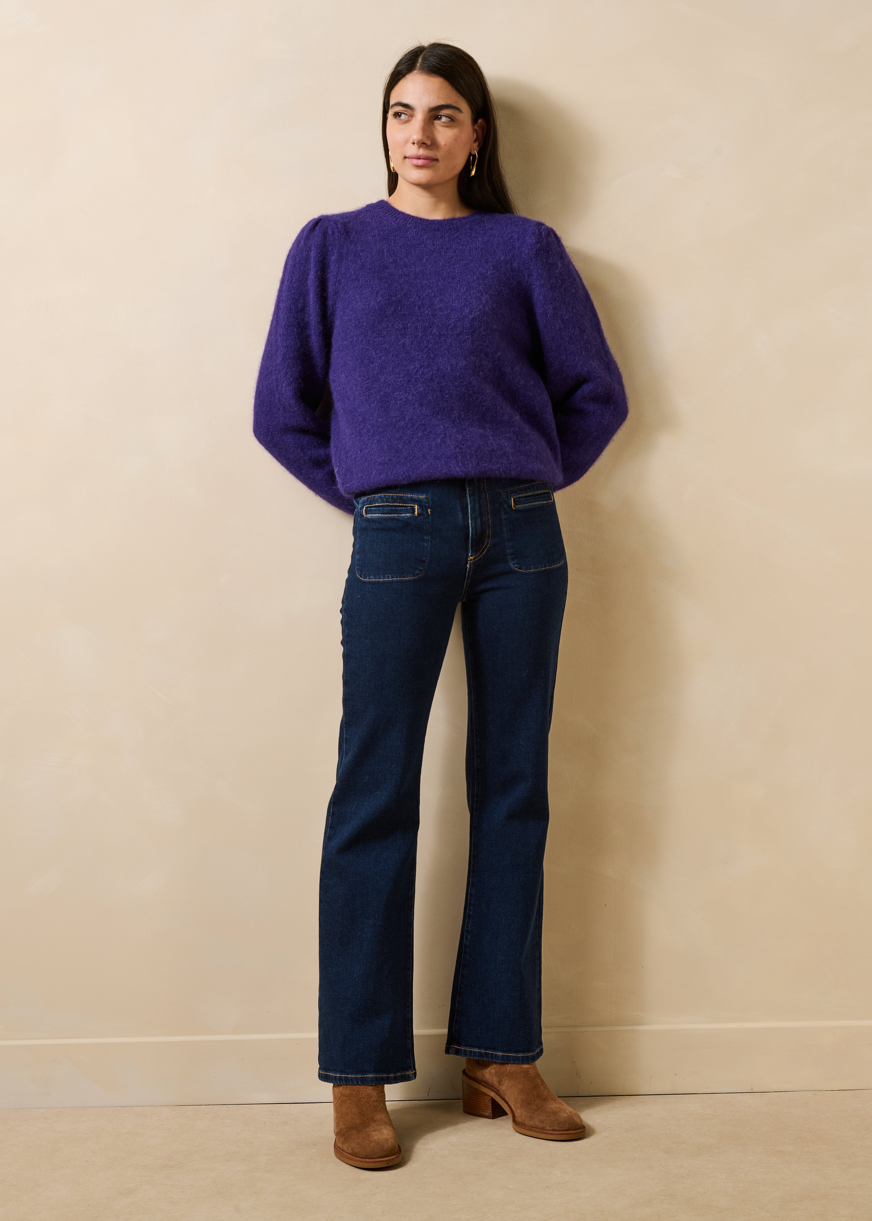 Jean bootcut taille haute en coton biologique, LA FEE MARABOUTEE