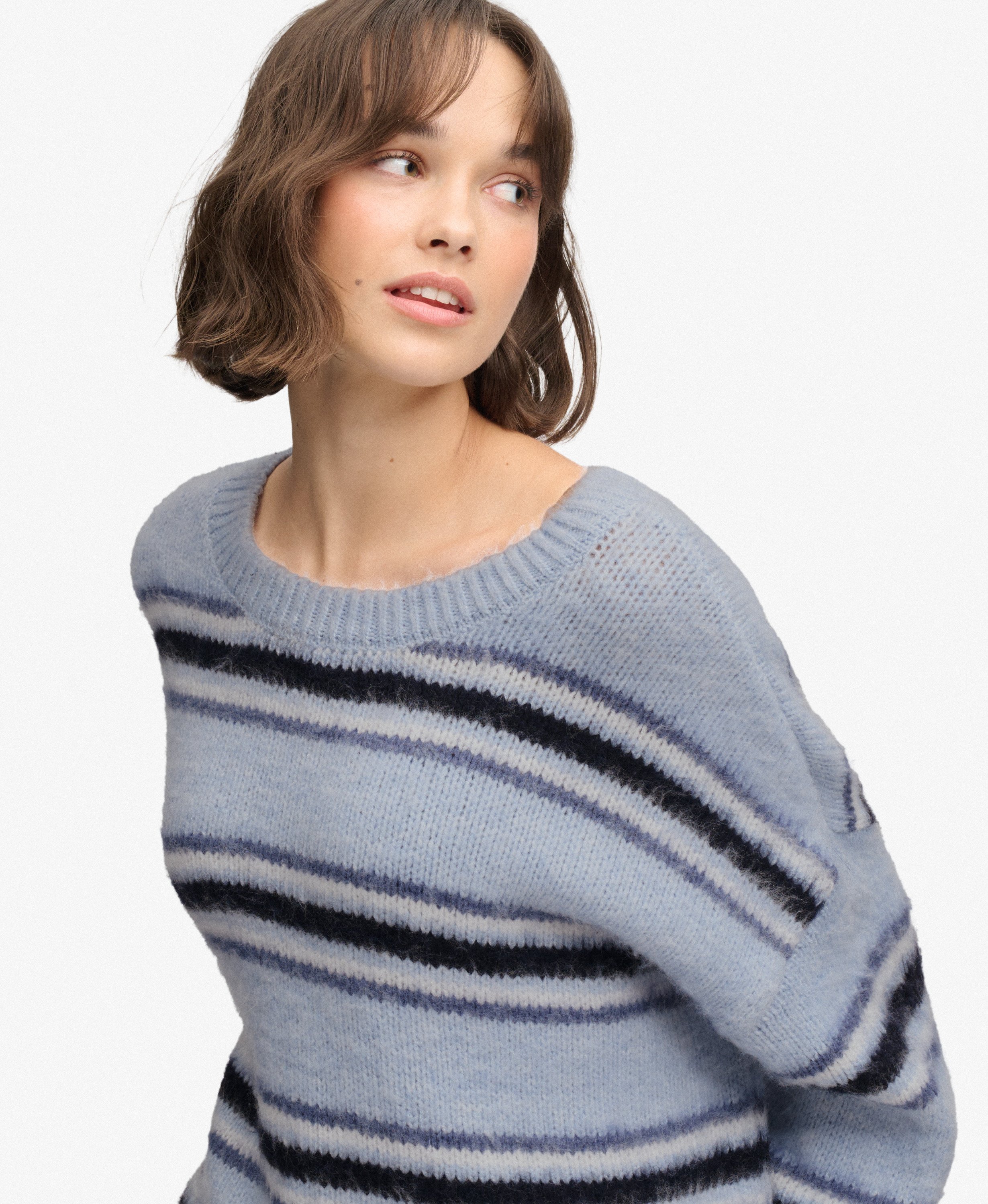 Pull Maille Rayée Coupe Décontractée, SUPERDRY