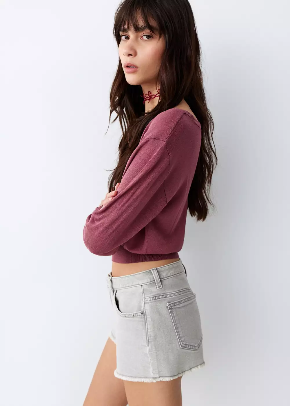 Short droit revers effilochés, MANGO TEEN