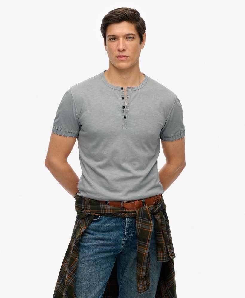 T-shirt Henley Jersey à Manches Courtes, SUPERDRY
