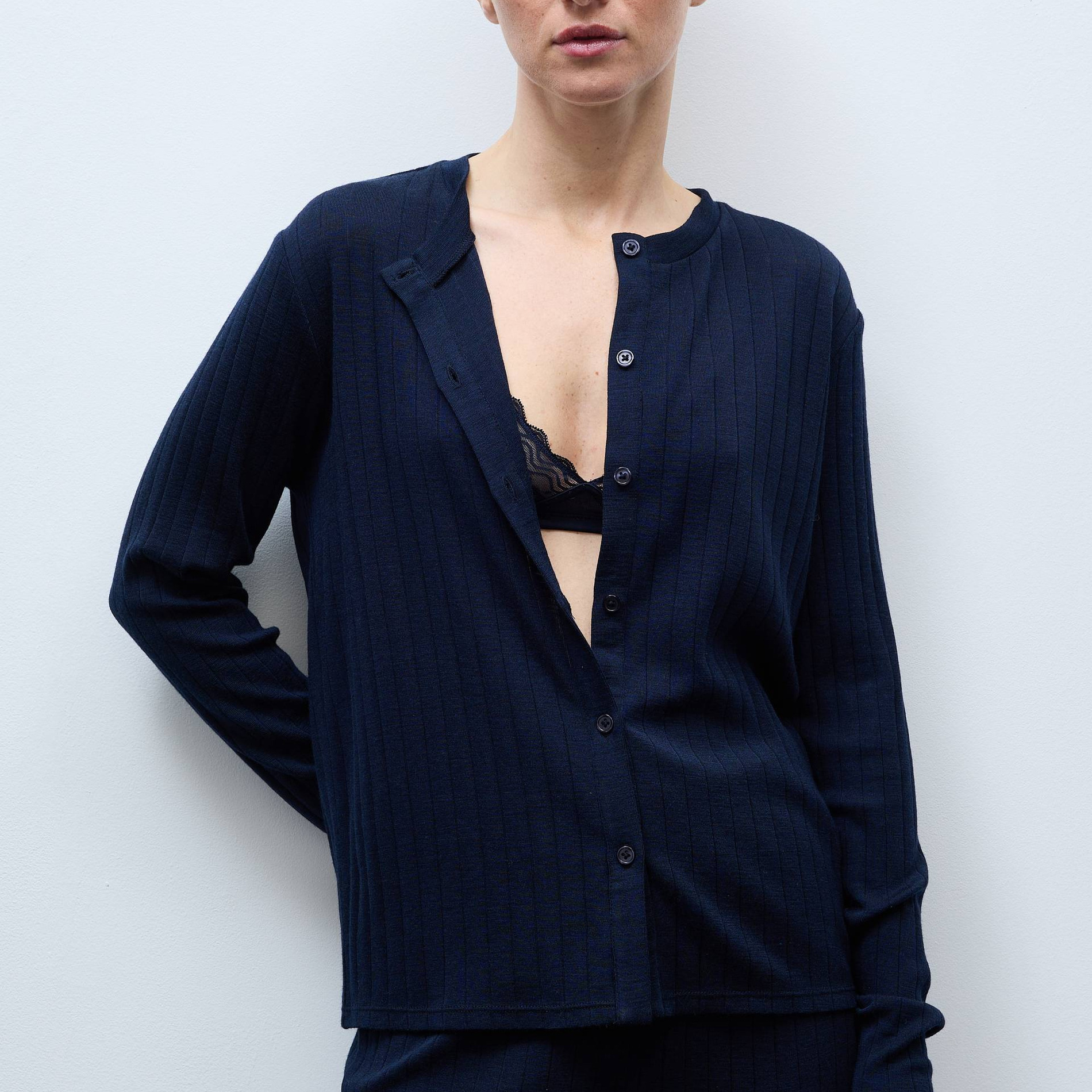 Cardigan uni en laine et soie, MONOPRIX