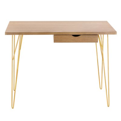 Contemporary Oak Desk with Gold Legs SO'HOME