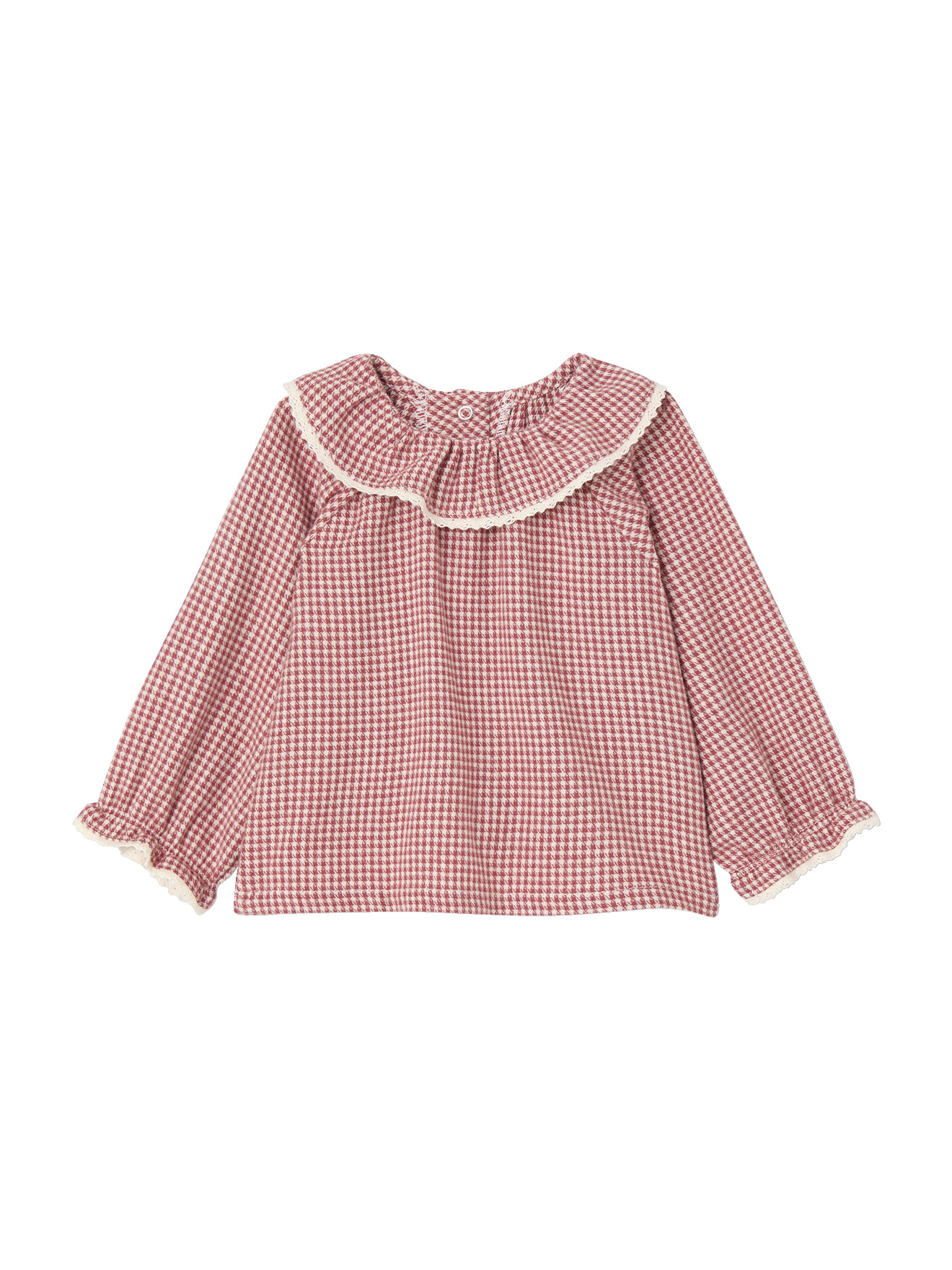 Blouse naissance en flanelle vichy avec col volanté, VERTBAUDET