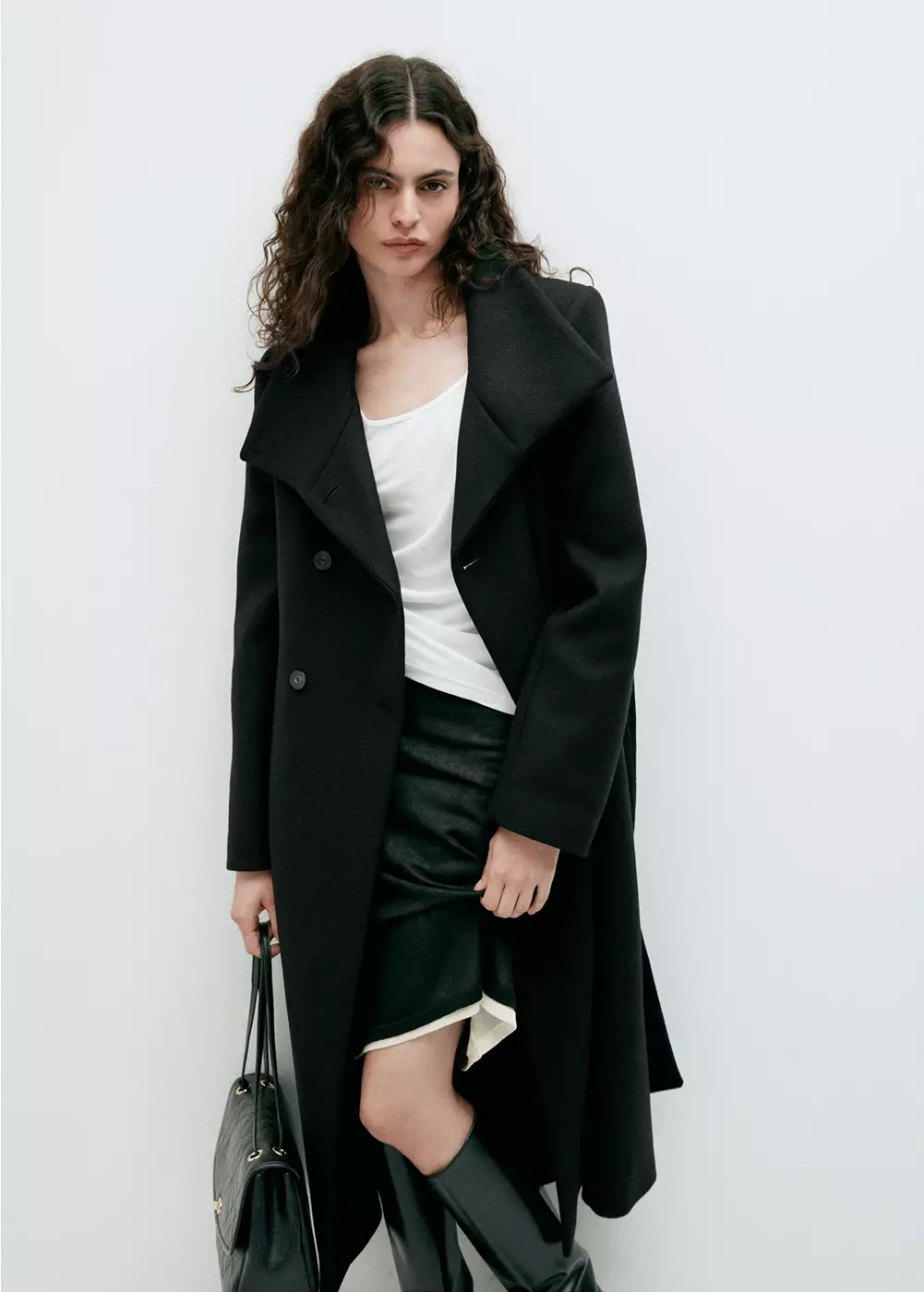 Manteau laine Manteco col cheminée, MANGO