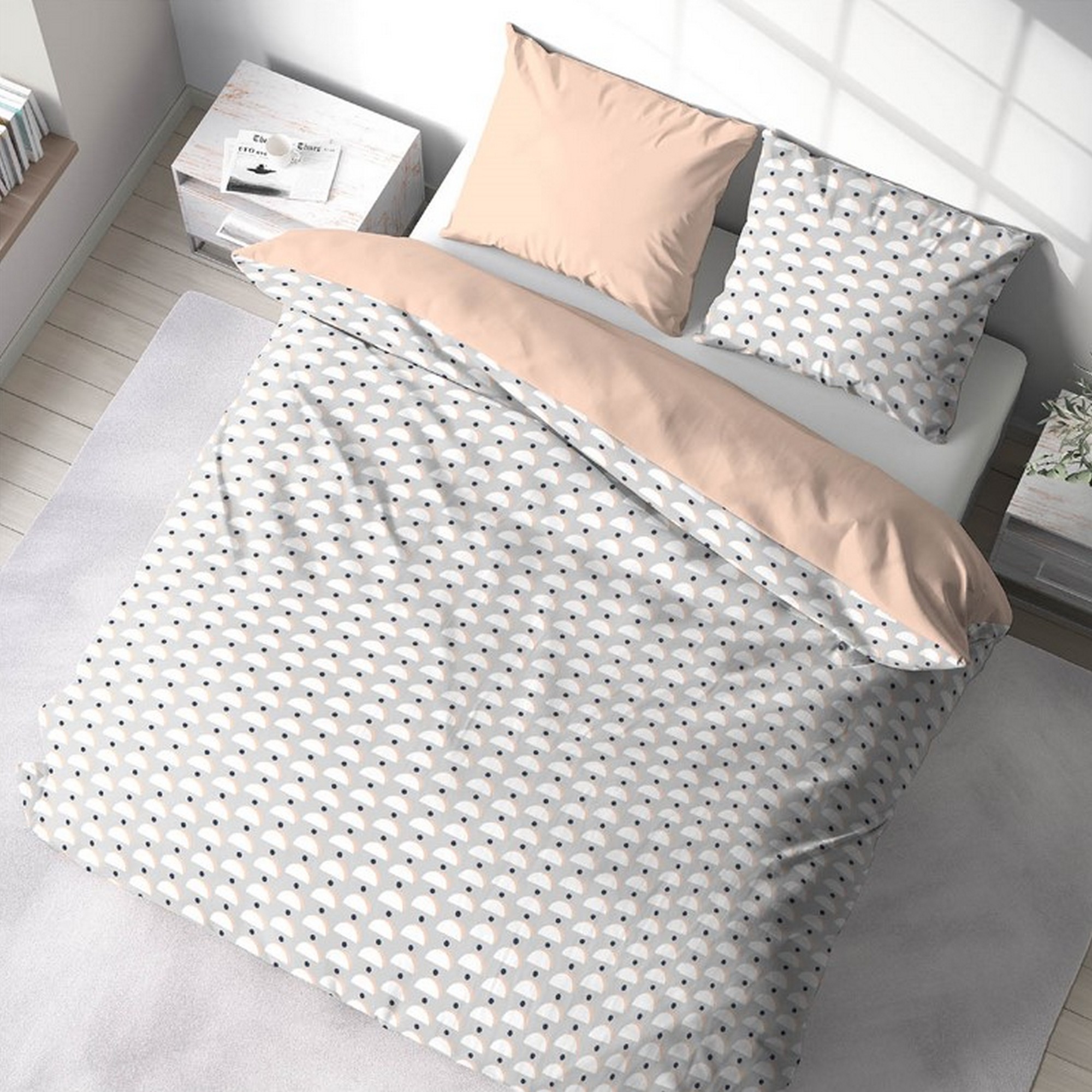 Parure de lit - housse de couette avec taies en polyeser, EDEN
