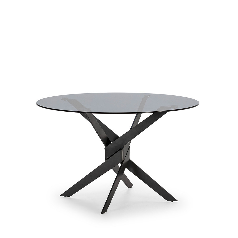 Table à manger 4 personnes en verre trempé et métal- DRAVON, DRAWER
