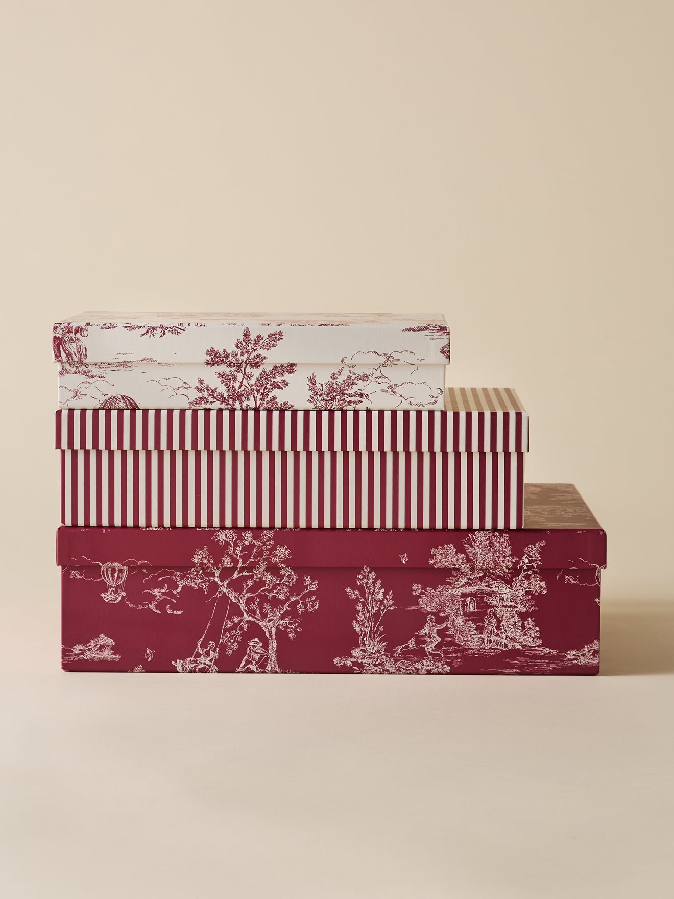 Lot de 3 boîtes gigogne esprit toile de Jouy, CYRILLUS