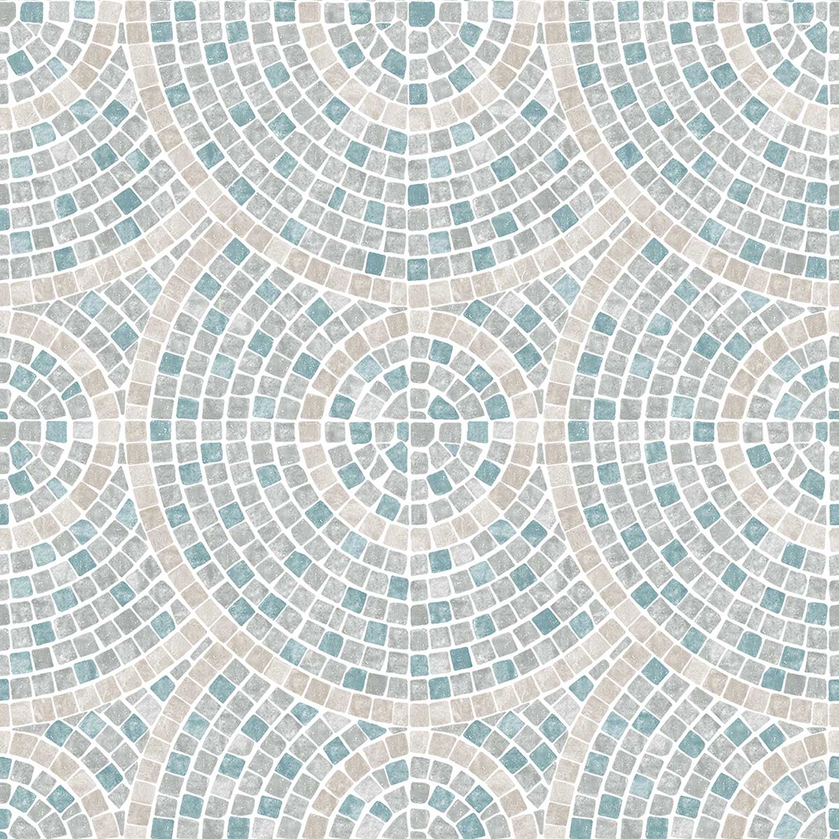 Papier peint mosaïque bleu et beige, HEXOA