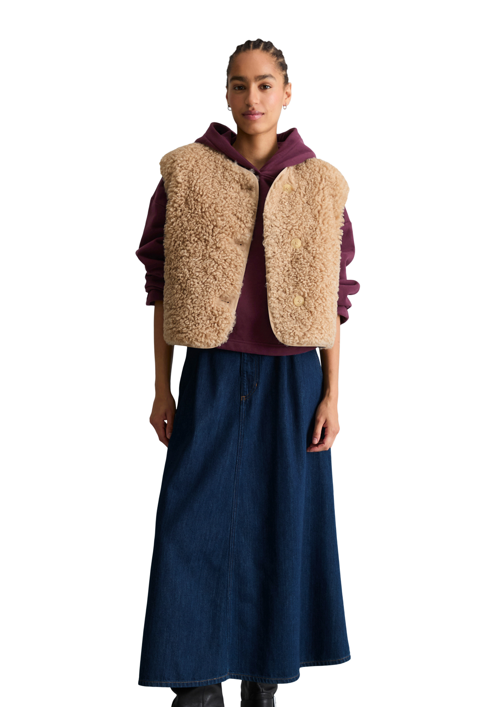 Gilet Teddy coupe classique en peluche Curly toute douce, MARC O’POLO DENIM