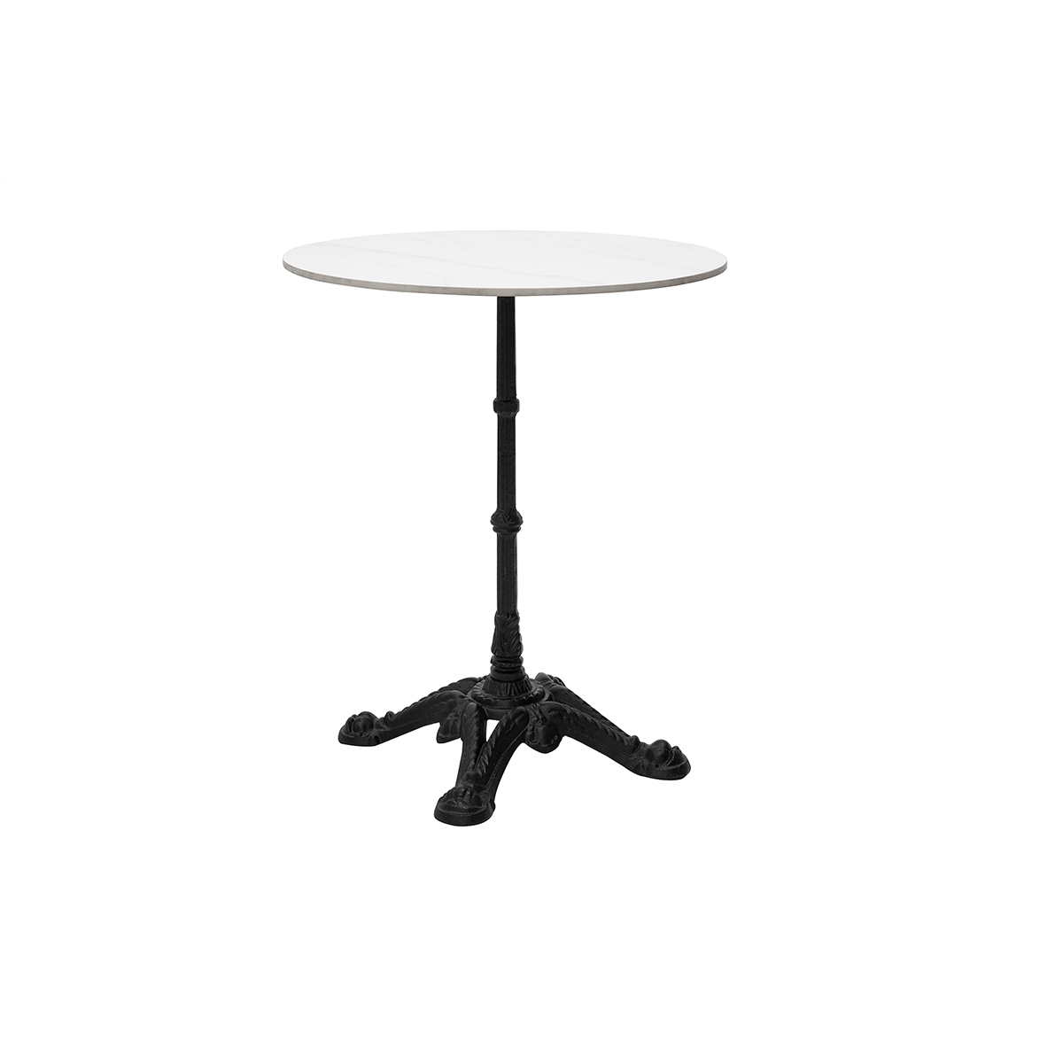 Table bistrot ronde en pierre minérale et métal noir D60 cm CONTY, MILIBOO