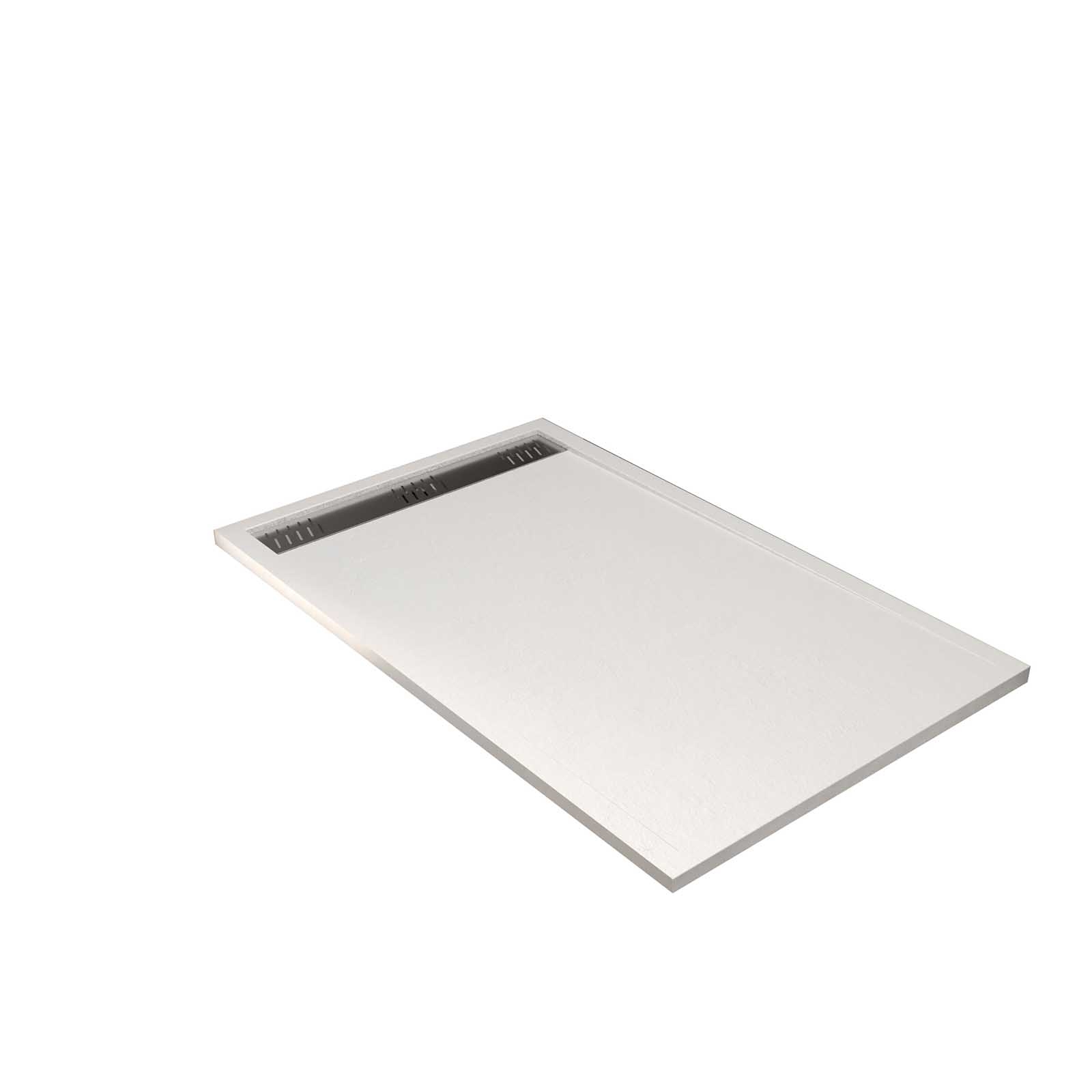 Receveur de douche extra-plat en résine  - Effet pierre  grille linéaire chrome, HOME MAISON
