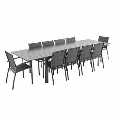 Table de jardin extensible aluminium, 10 chaises ODENTON SWEEEK
