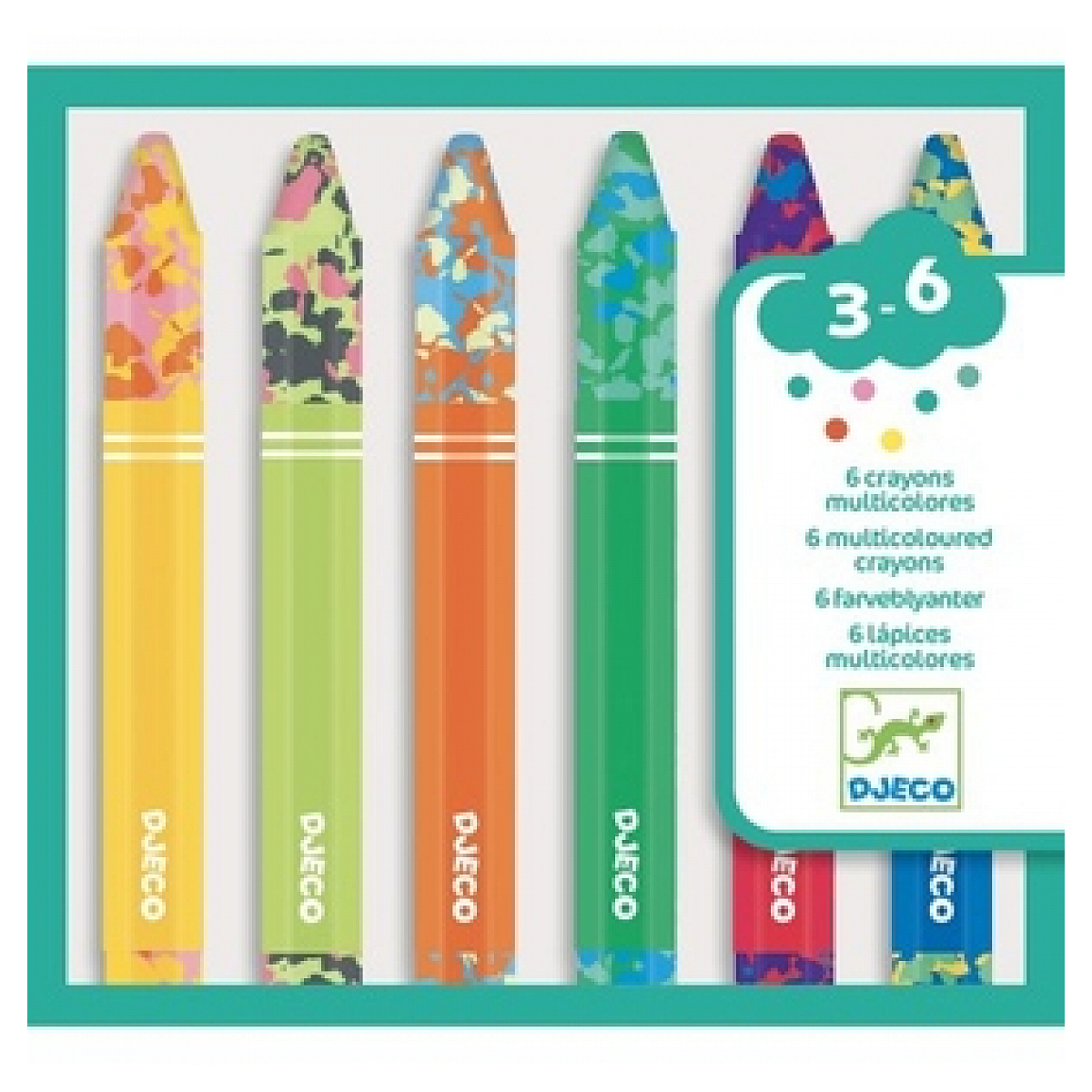 6 crayons multicouleurs pour les petits, DJECO