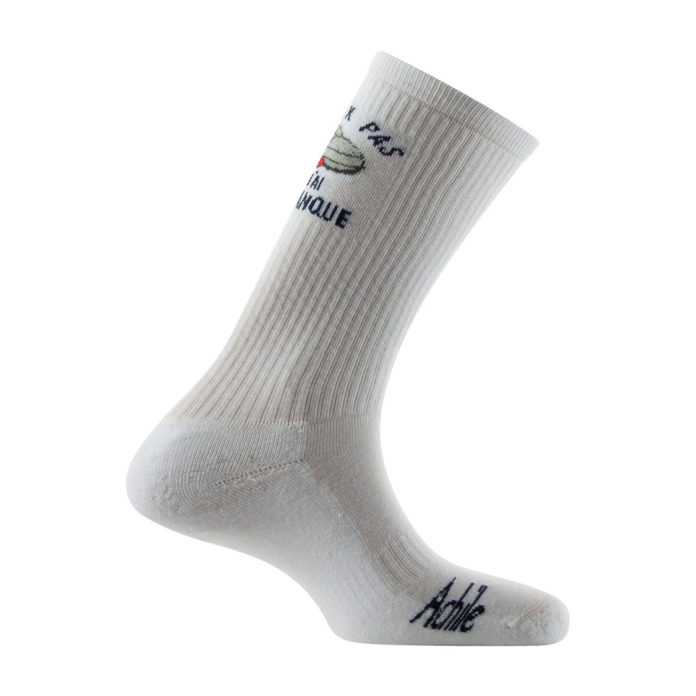 Mi-chaussettes Homme à messages 'j'peux pas, j'ai pétanque' Coton Fabrication Française, ACHILE