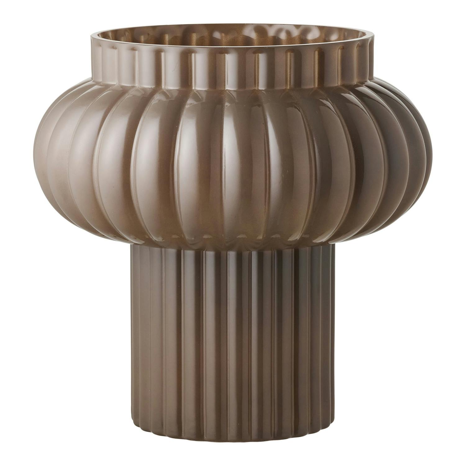 Vase verre strié marron design coupe, PIER IMPORT