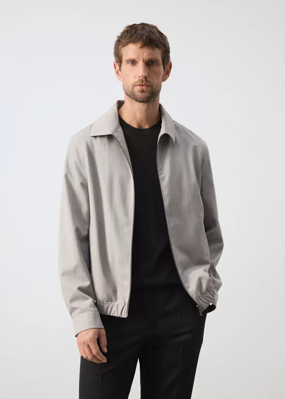 Veste à col chemise en laine mélangée, MANGO MAN