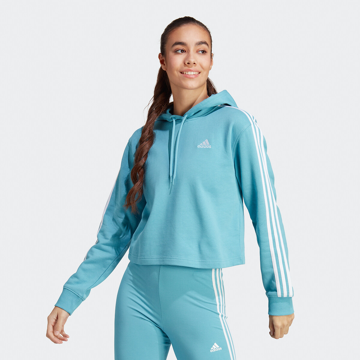 Sudadera crop con capucha essentials 3-stripes azul Adidas Sportswear | Redoute