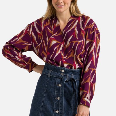 Graphic Print Blouse with Long Sleeves VILA