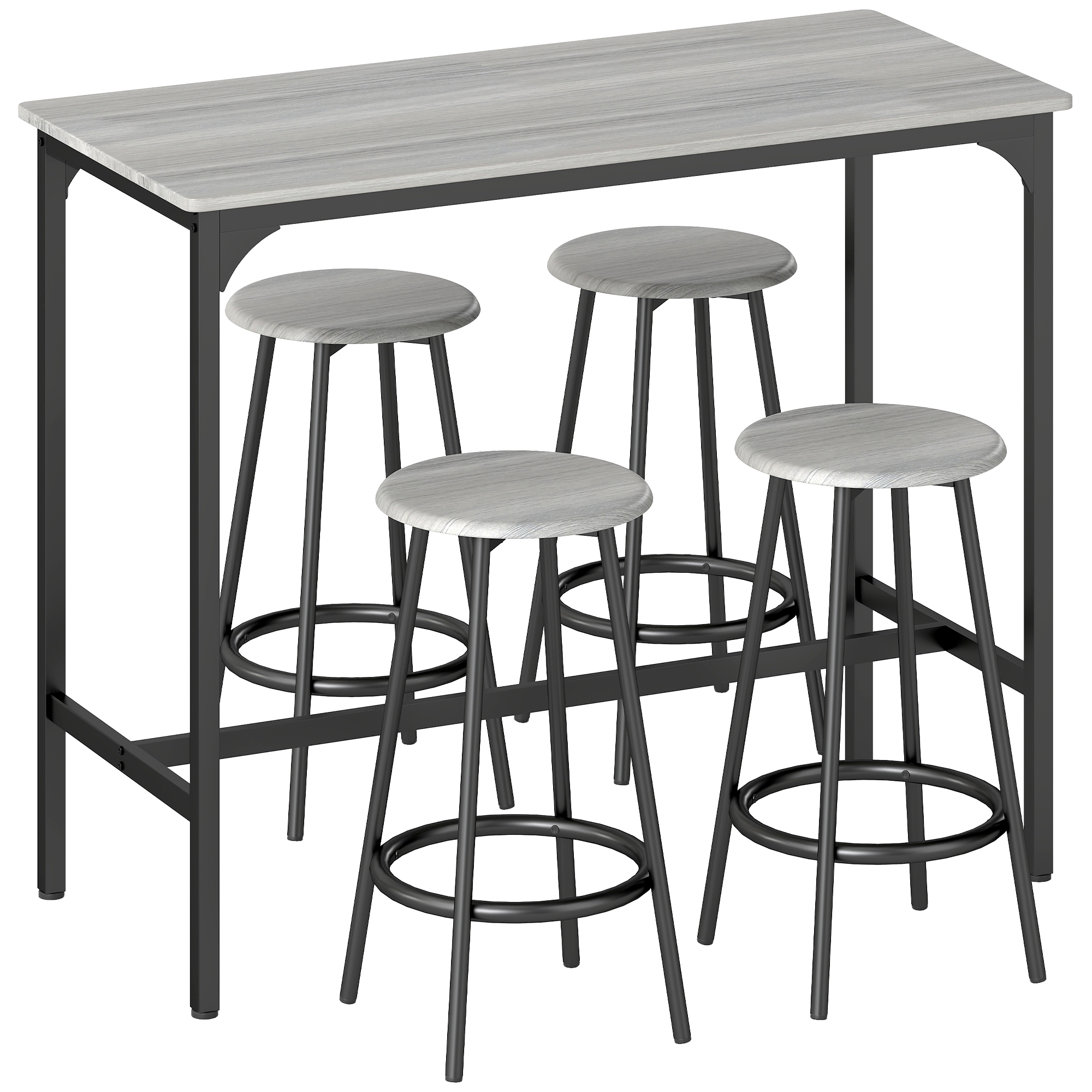 Ensemble de table de bar MDF Gris, HOMCOM