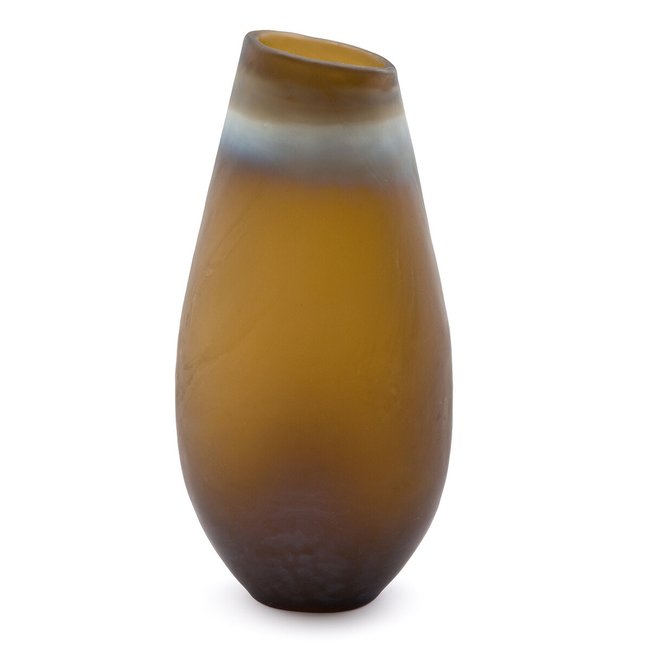 Vase en verre givré biseauté, Bosira Couleur bronze <span itemprop=