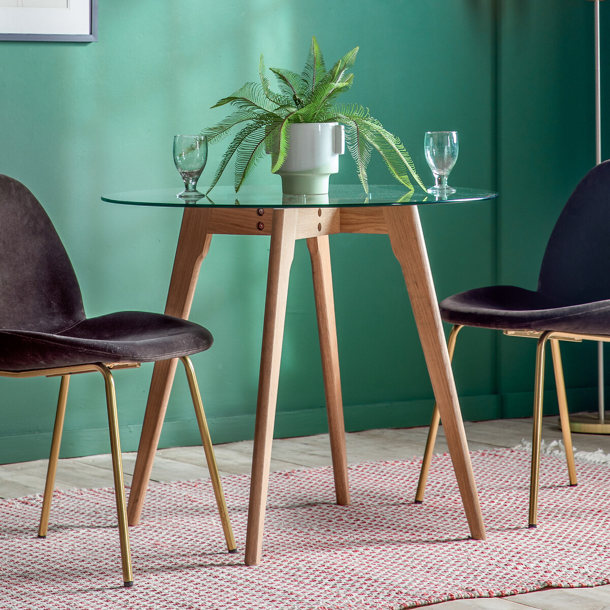 thumbnail image 2 of Round Glass Coffee Table, 31.5" Modern Small Center Table With Tempered Glass Top And MDF Legs For Living Room, Bedroom, Office 2 of 12
