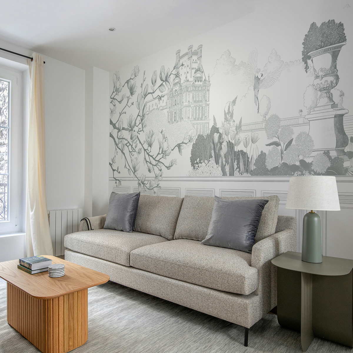 Papier peint Jardin Parisien SB, Beige 150 x 250cm, ACTE DECO