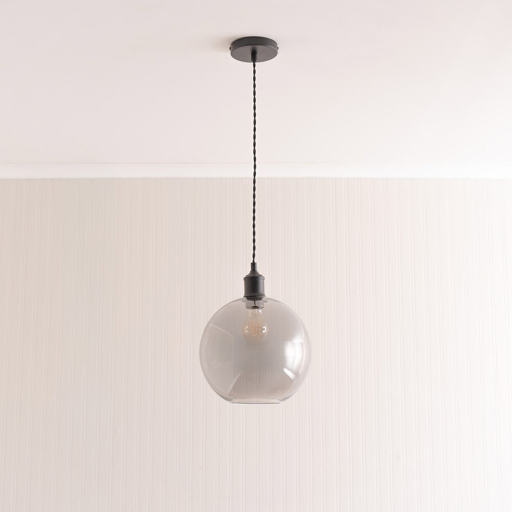 Brady Smoked Glass Globe Pendant Light, SO'HOME