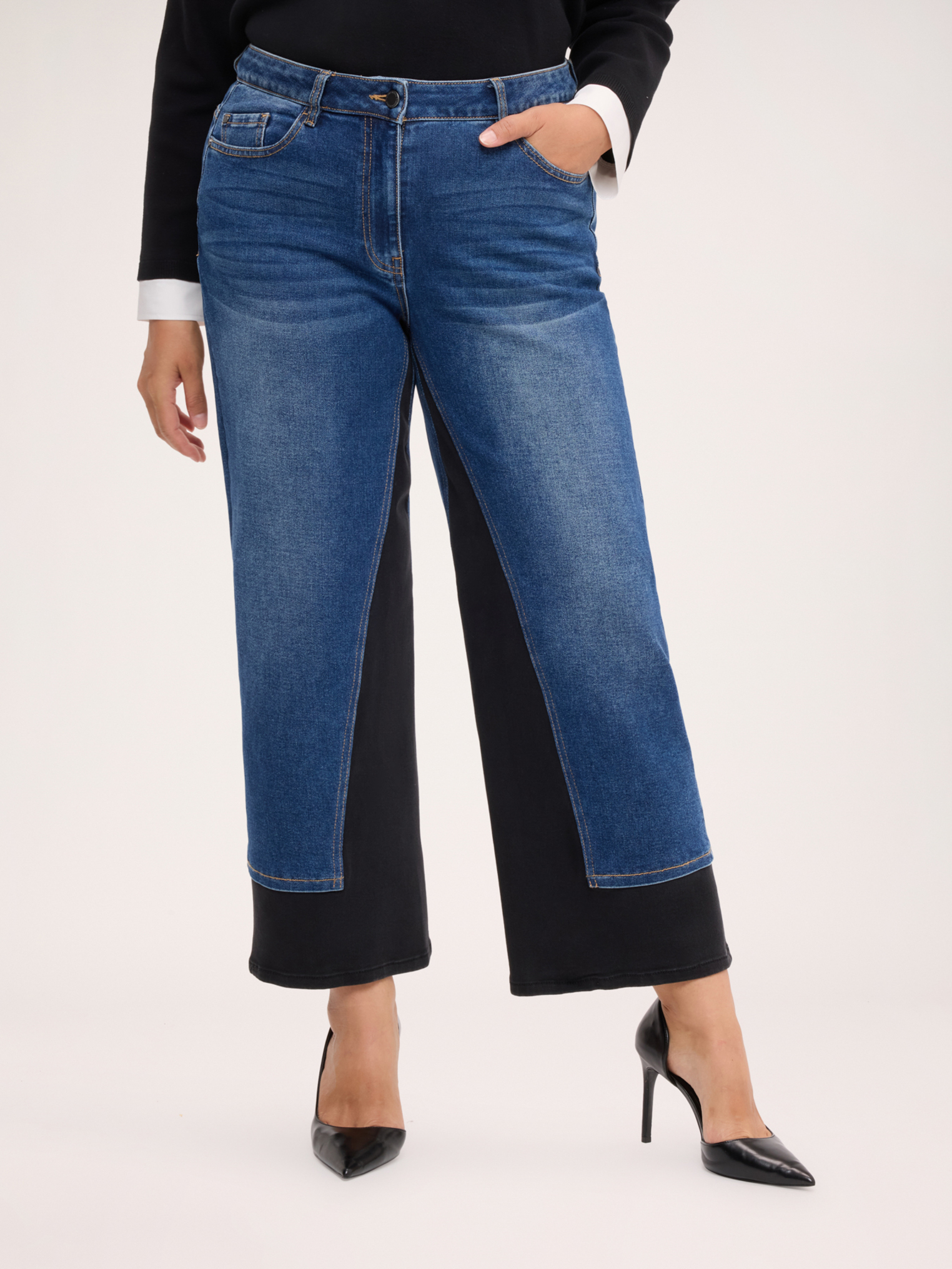 Jean Cropped avec détail bicolore, FIORELLA RUBINO