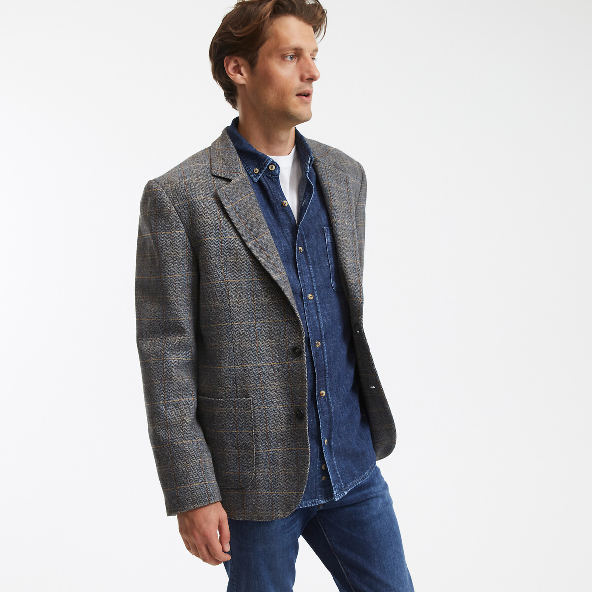 Beige checked blazer new arrivals