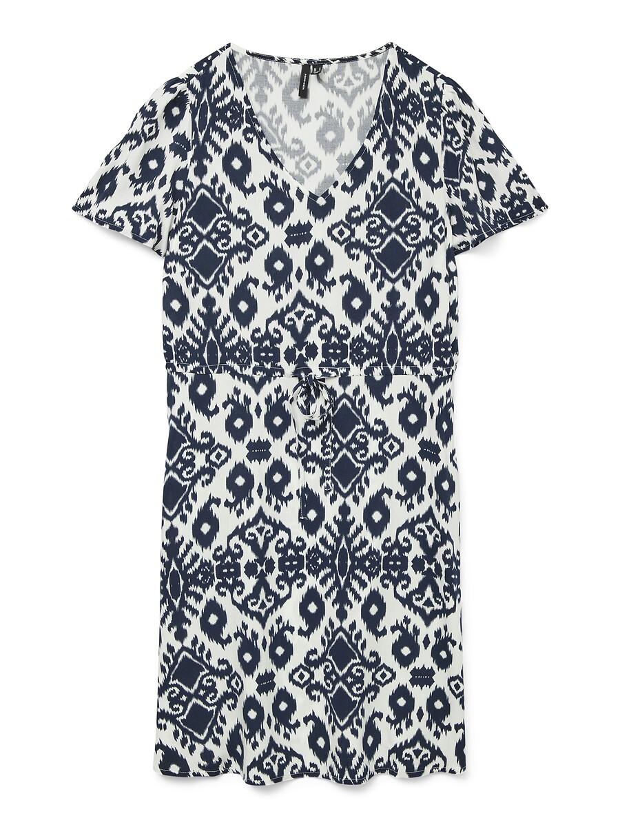 Robe imprimée, manches courtes col V, VERO MODA