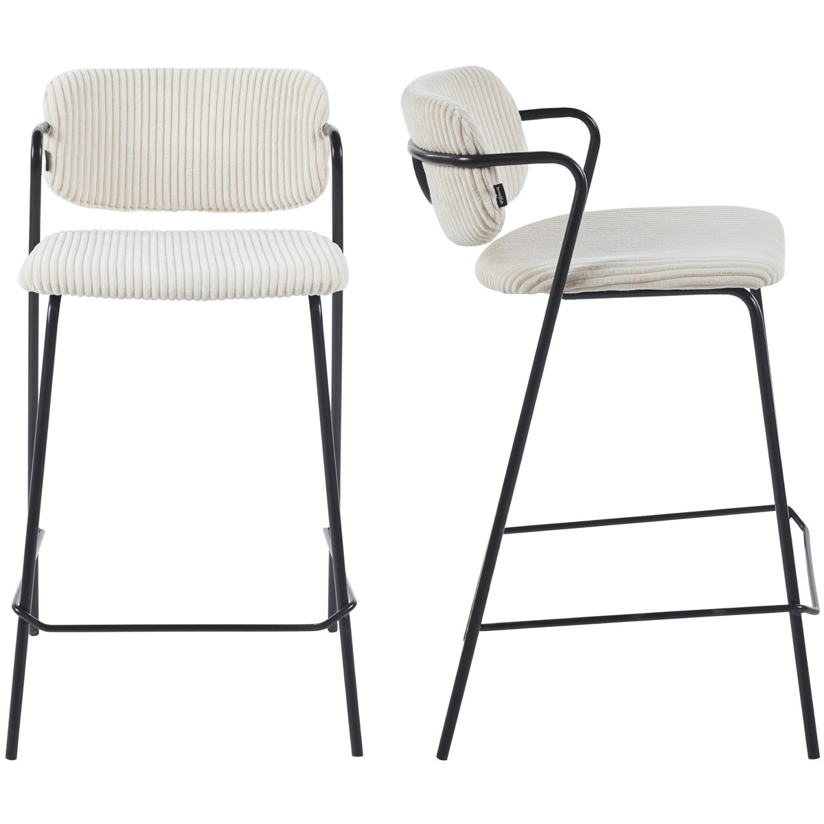 Lot de 2 tabourets de bar en velours côtelé - JONES, HOMIFAB