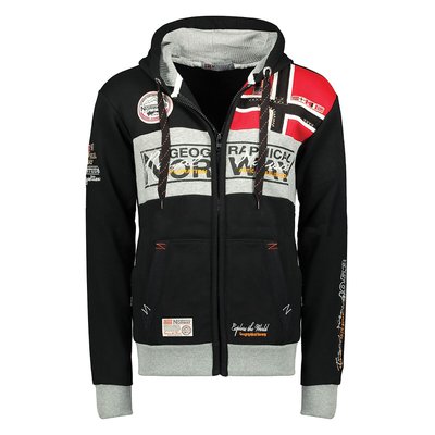 Flyer Logo Print Hoodie in Cotton Mix with Zip Fastening GEOGRAPHICAL NORWAY