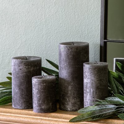 Pack of 2 10cm Pillar Candle Rustic Slate SO'HOME