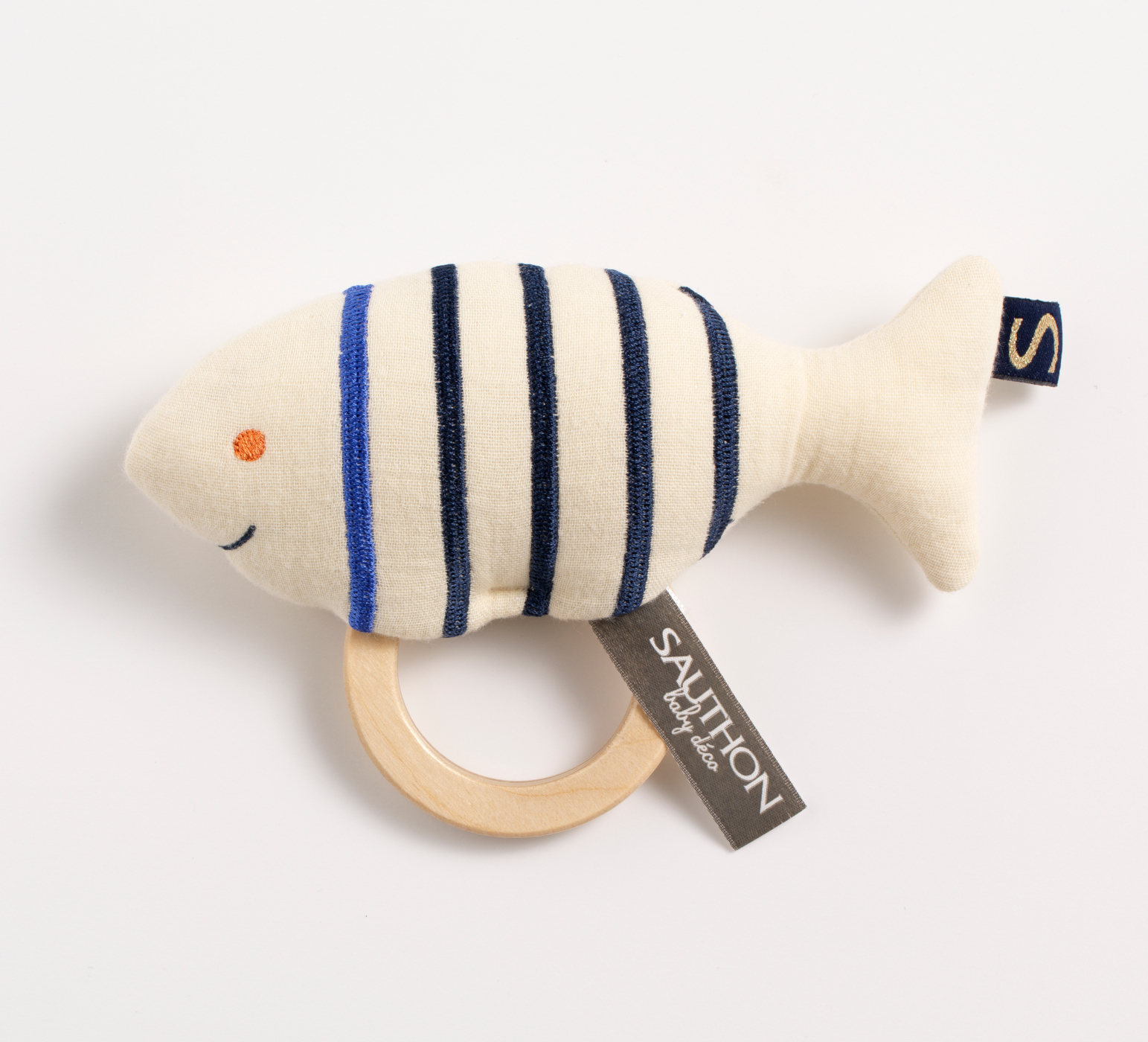 Hochet poisson avec anneau en bois, SAUTHON