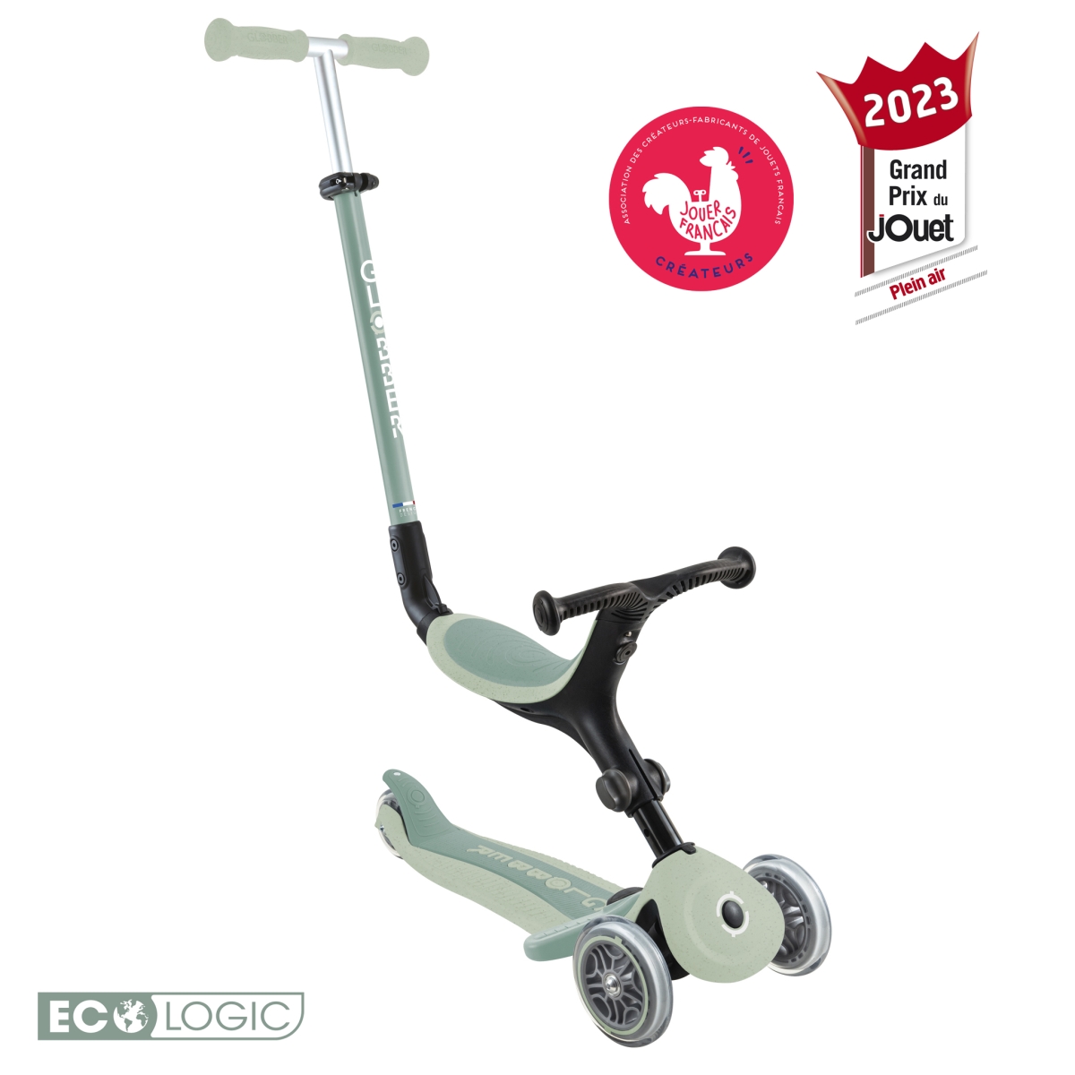 Trottinette évolutive 3 en 1 Go Up Deluxe Lights rose pastel | Globber