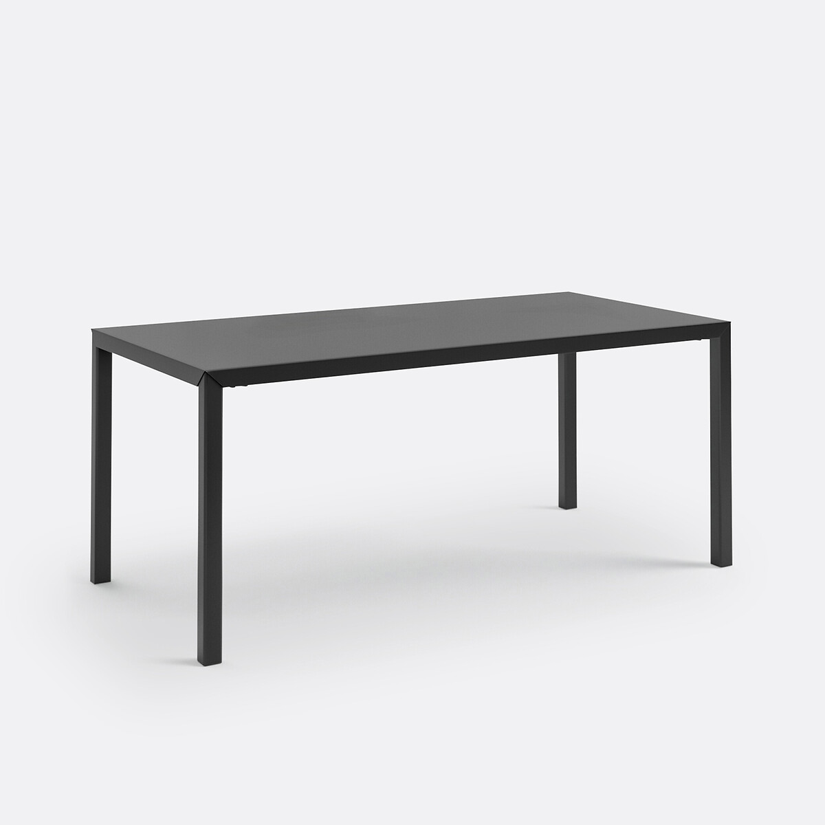 Table à manger métal acier noir 6 couverts, Hiba