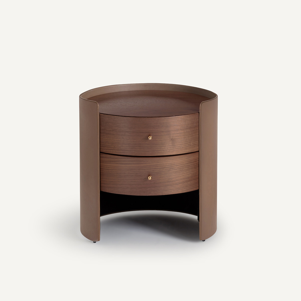 Nachtkastje Firmo Notenhout en Leer - Jaren '50 Design