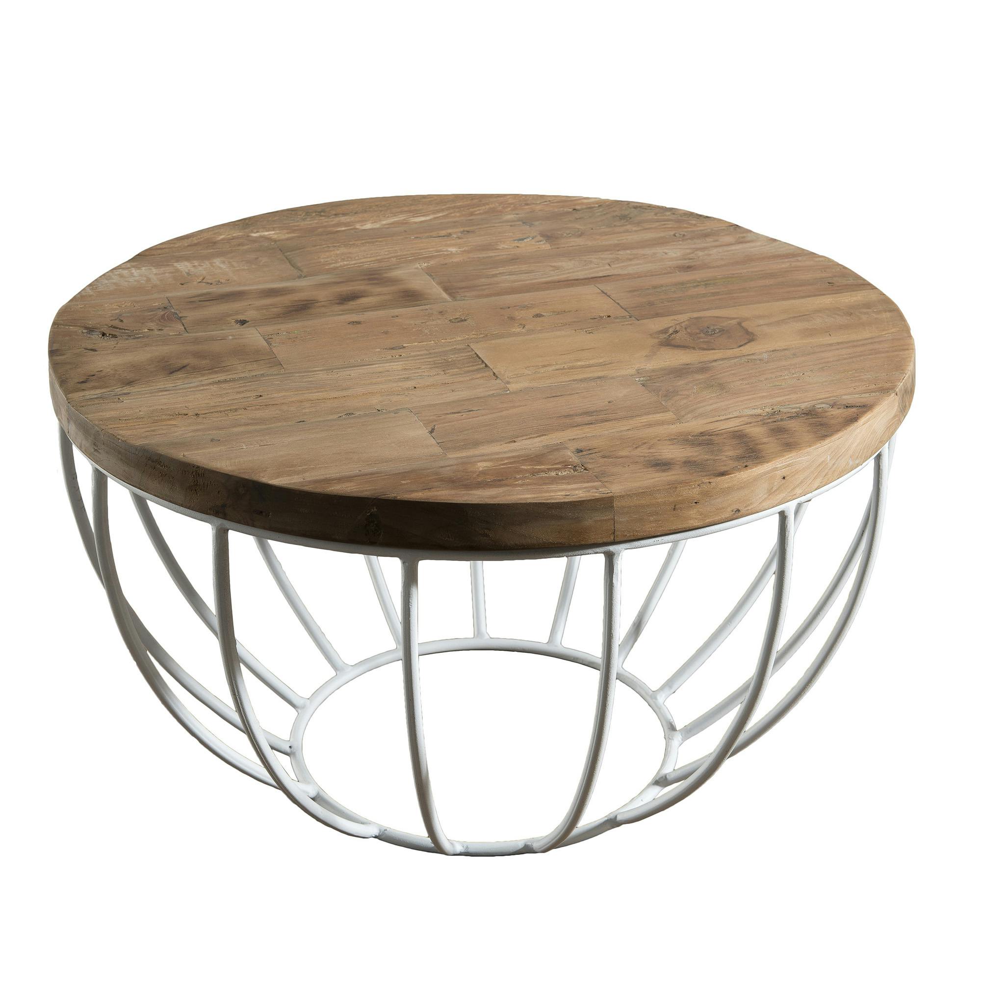 Table basse ronde bois recyclé et métal DWING, PIER IMPORT