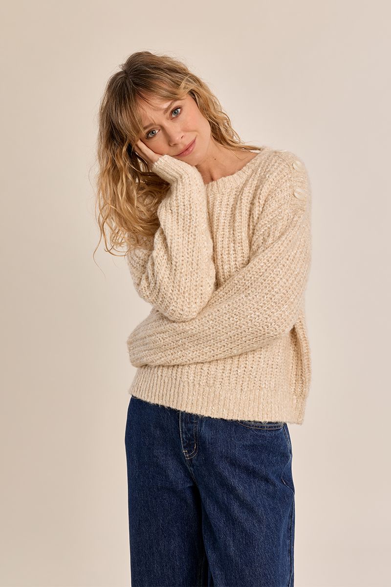 Pull en maille, détail bouton, MOLLY BRACKEN