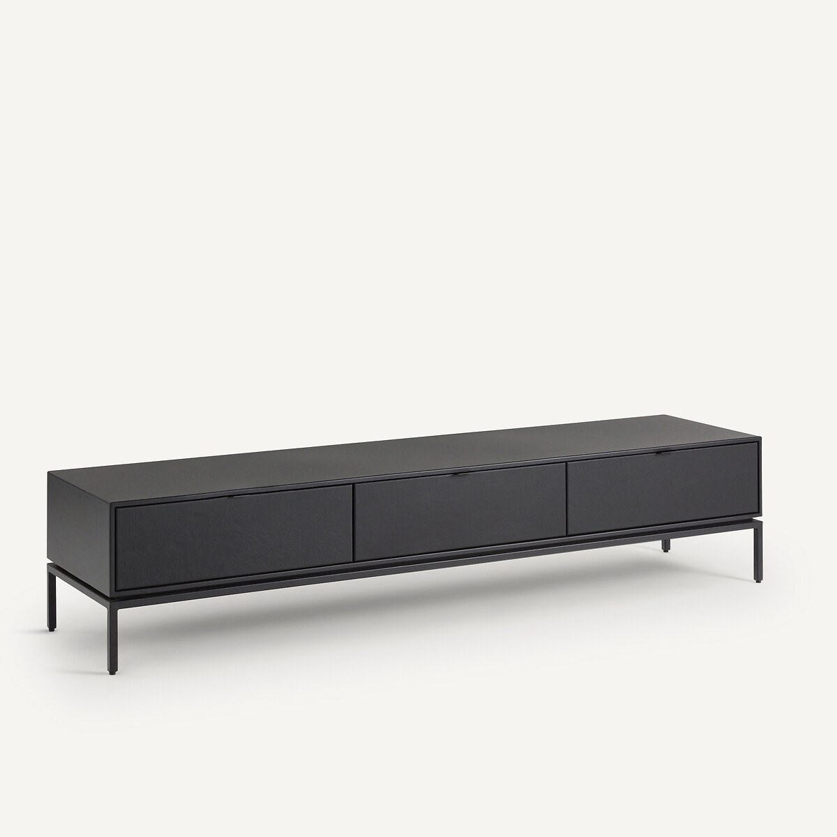 Meuble TV enfilade métal acier et cuir, Réalto, AM.PM