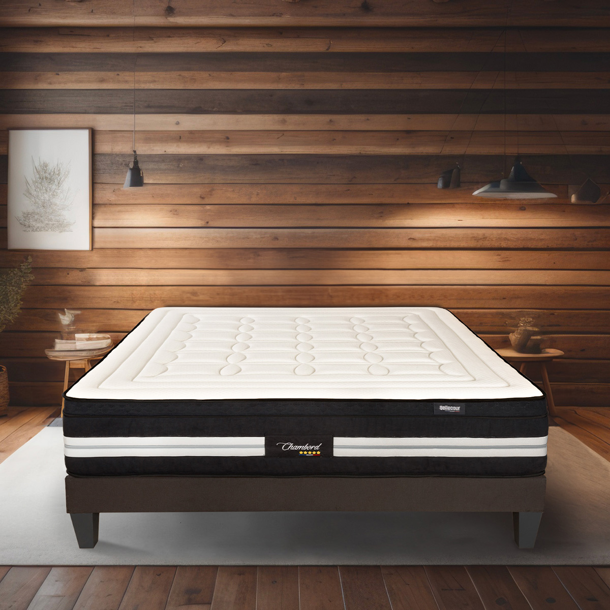 Ensemble Chambord - Matelas micro-ressorts moelleux + Sommier - 32 cm d'épaisseur, BELLECOUR