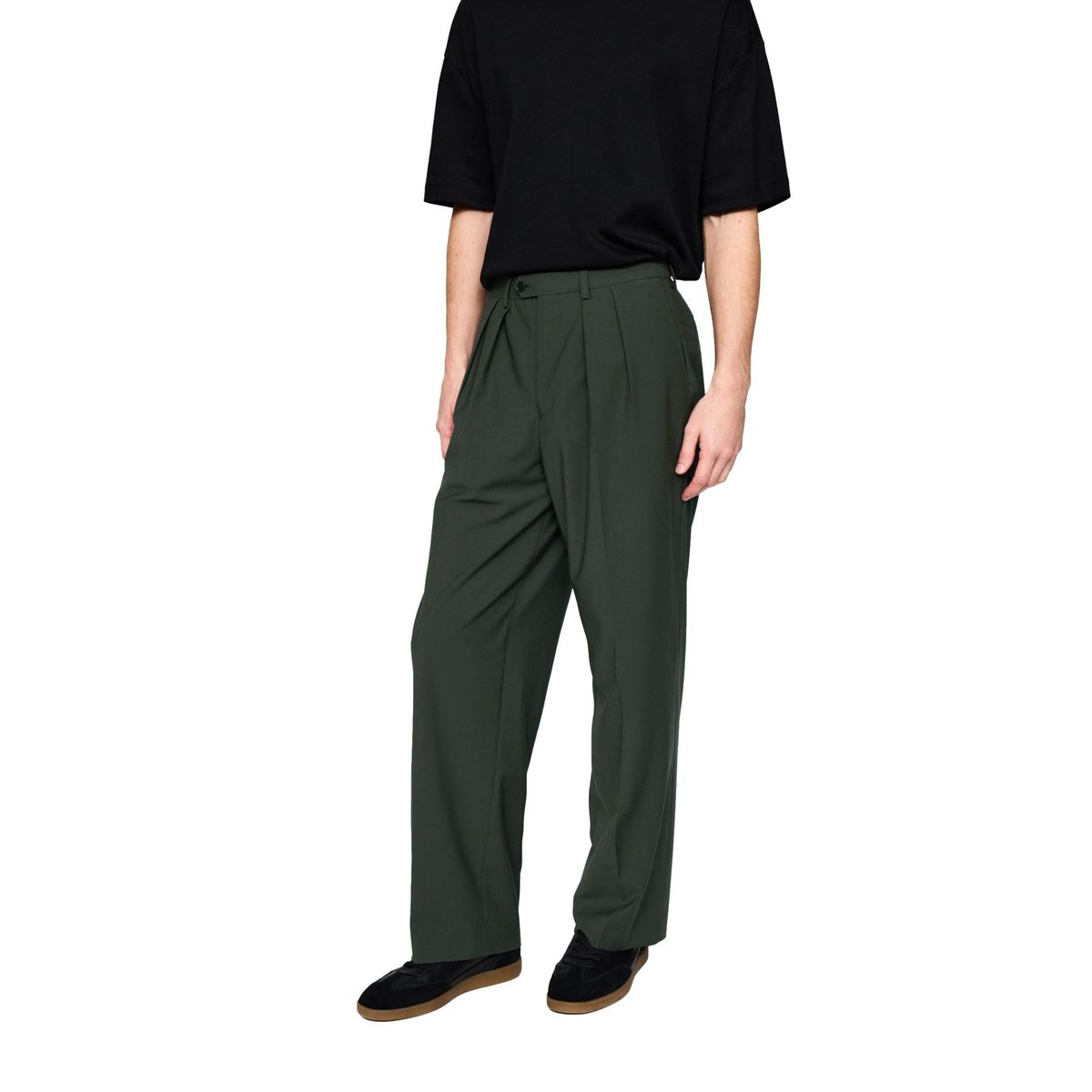 Pantalon de costume ample en laine mélangée, NEXT