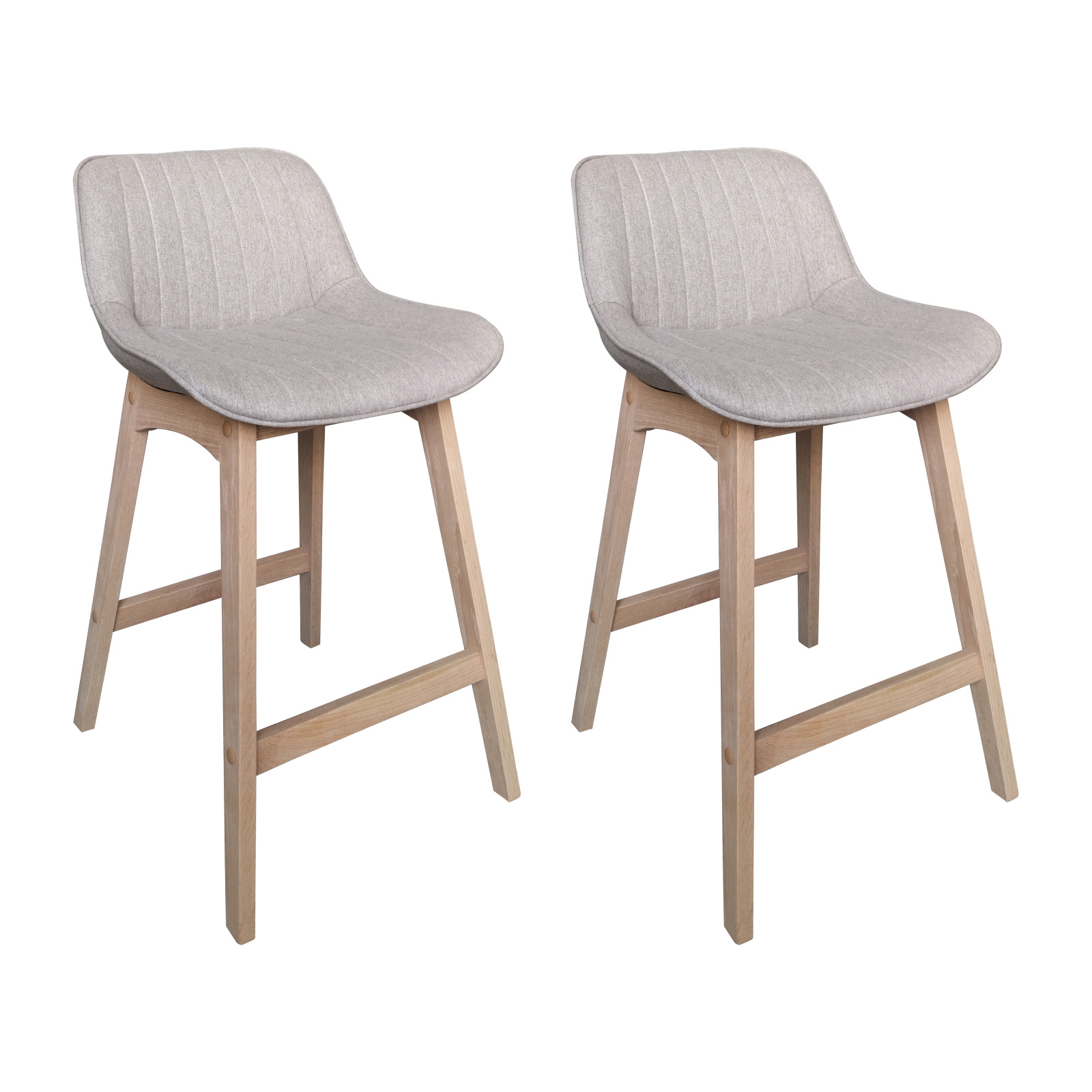 Lot de chaises d'îlot et bar en chêne et assise tissu 65cm MELLOW | Lot de 2, MOB IN