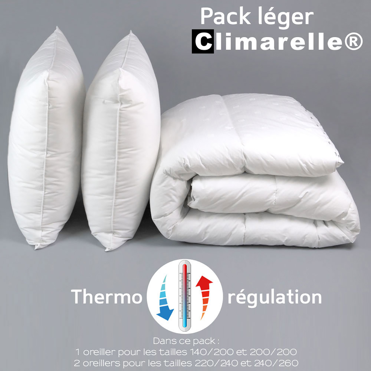 Pack Climarelle® Thermorégulation couette LEGERE + oreiller, DODO
