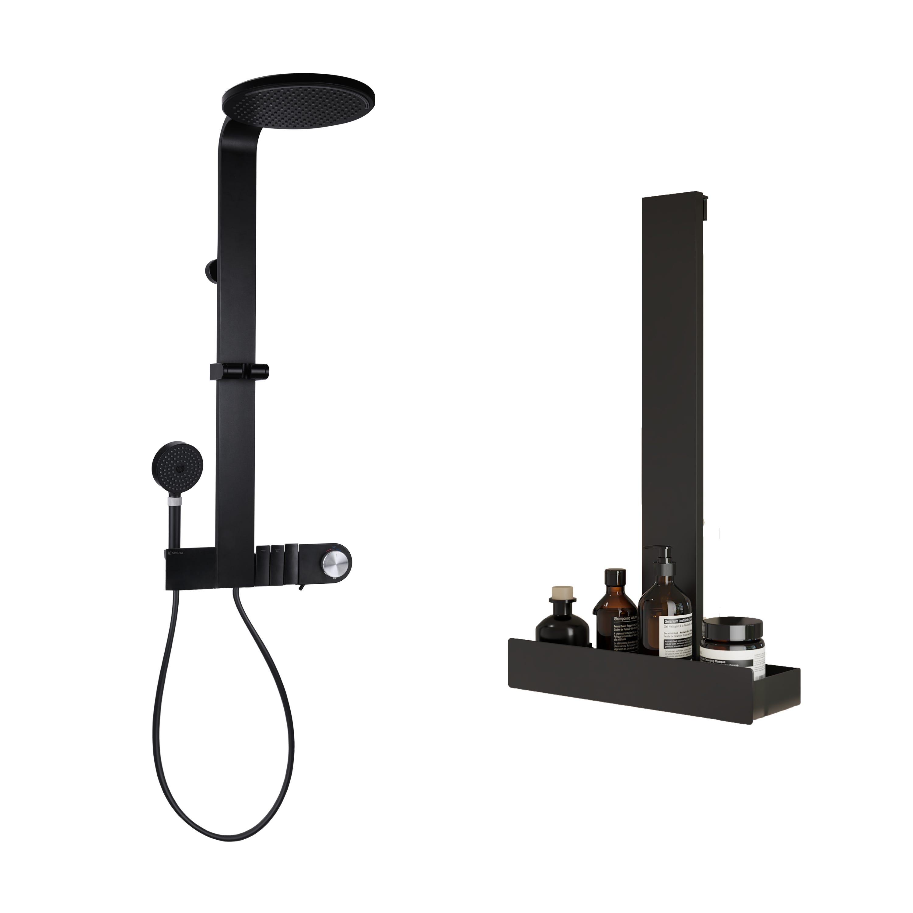 Colonne de douche thermostatique et étagère, NEO, SENSEA