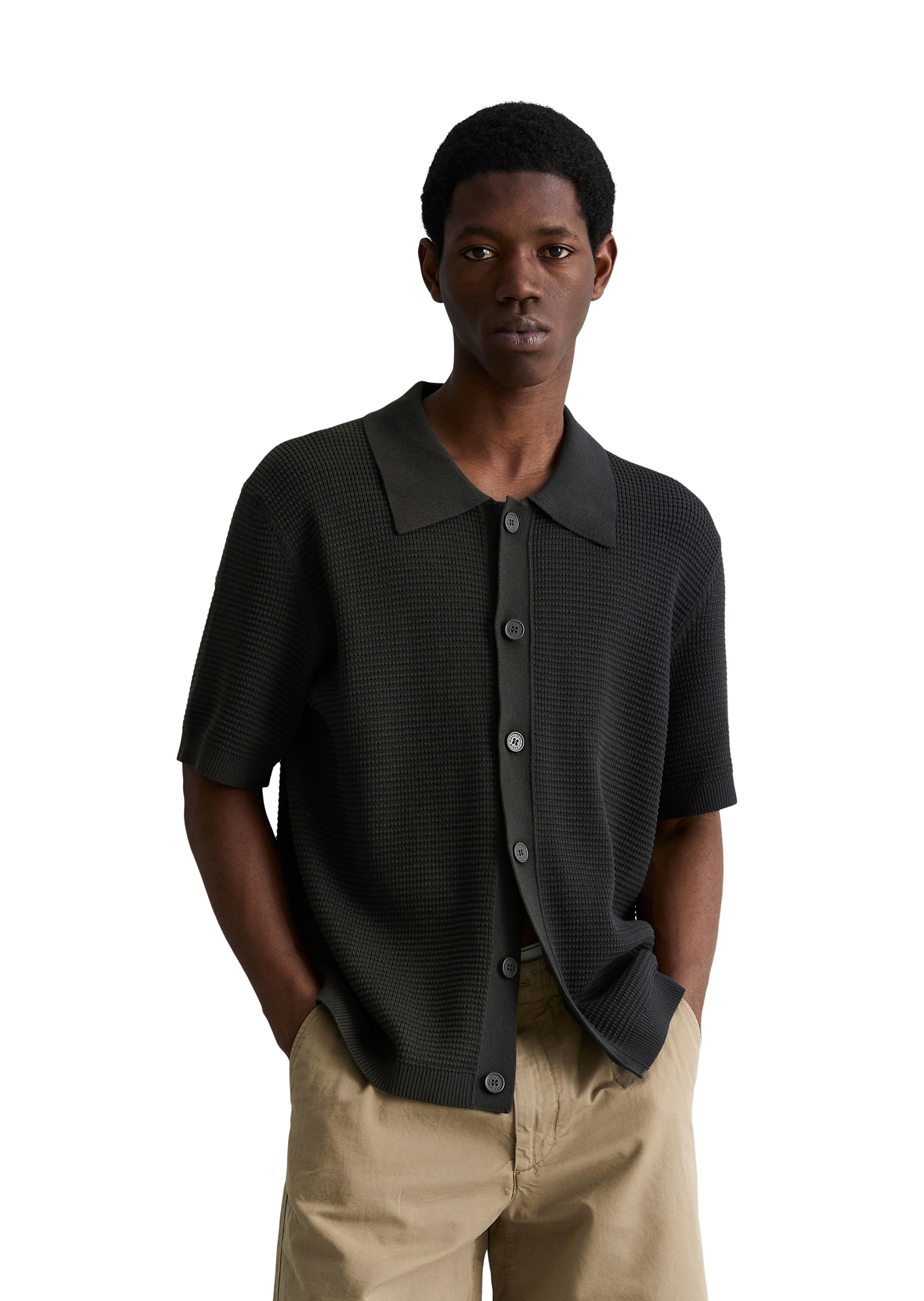 Tricot DfC régulier style polo avec patte de boutonnage, MARC O’POLO DENIM