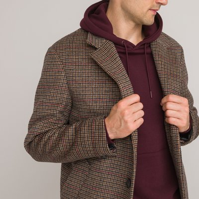Long Checked Coat with Tailored Collar LA REDOUTE COLLECTIONS